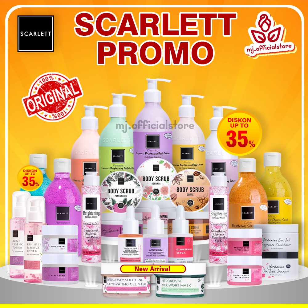 SCARLETT Scarlet Sekarlet Skarlet Whitening Body Lotion Acne Serum Facial Wash Body Scrub Lulur Sham