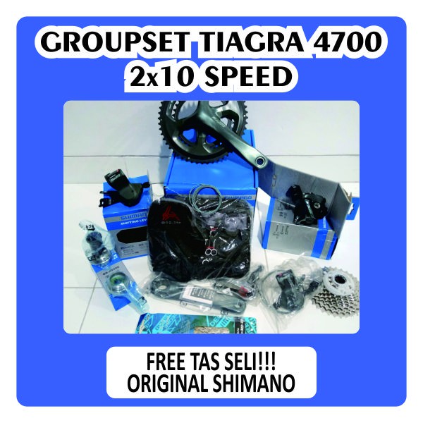 Groupset Tiagra 4700 2x10 Speed Bonus Tas Seli Flat bar Shimano Flatt bar Sepeda Lipat Seli Grupset