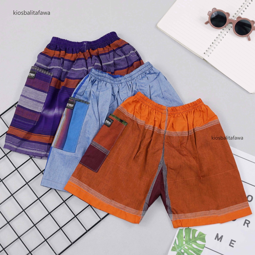 Celana Hawai Square uk 2-3 Tahun / Clana Main Anak Laki Saku Bawahan Harian Pendek Pants Cowok Rumahan