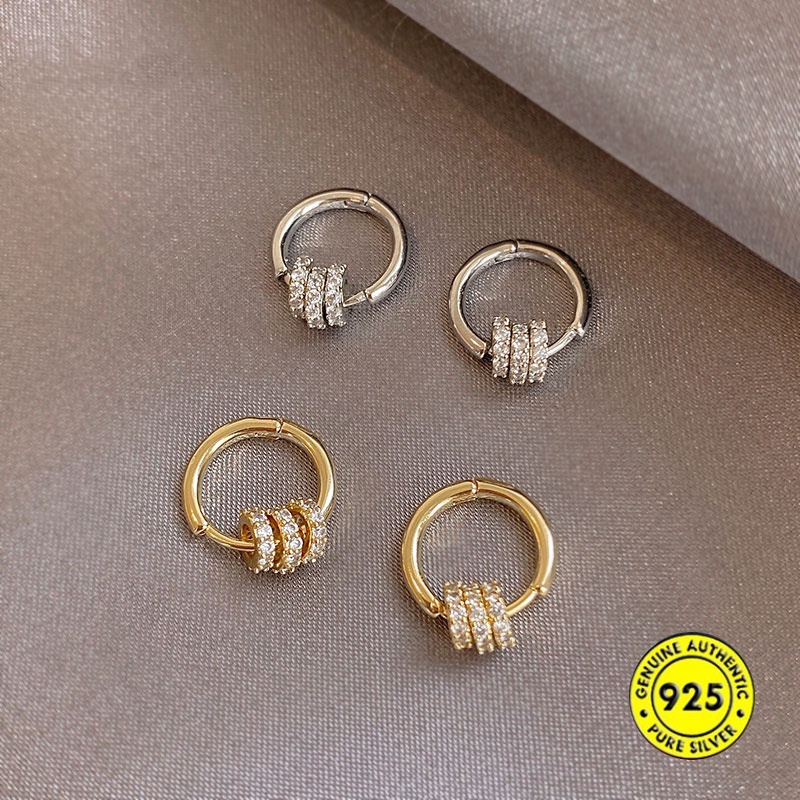 S925 Silver Earrings 18K Gold Female Exquisite Refined Grace