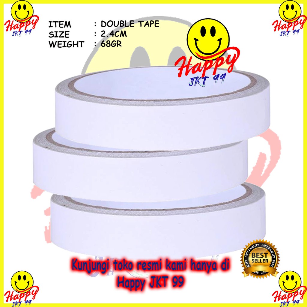 [ HAPPY JKT 99 ] ISOLASI DOUBLE TAPE SOLVENT 2.4CM X 12M