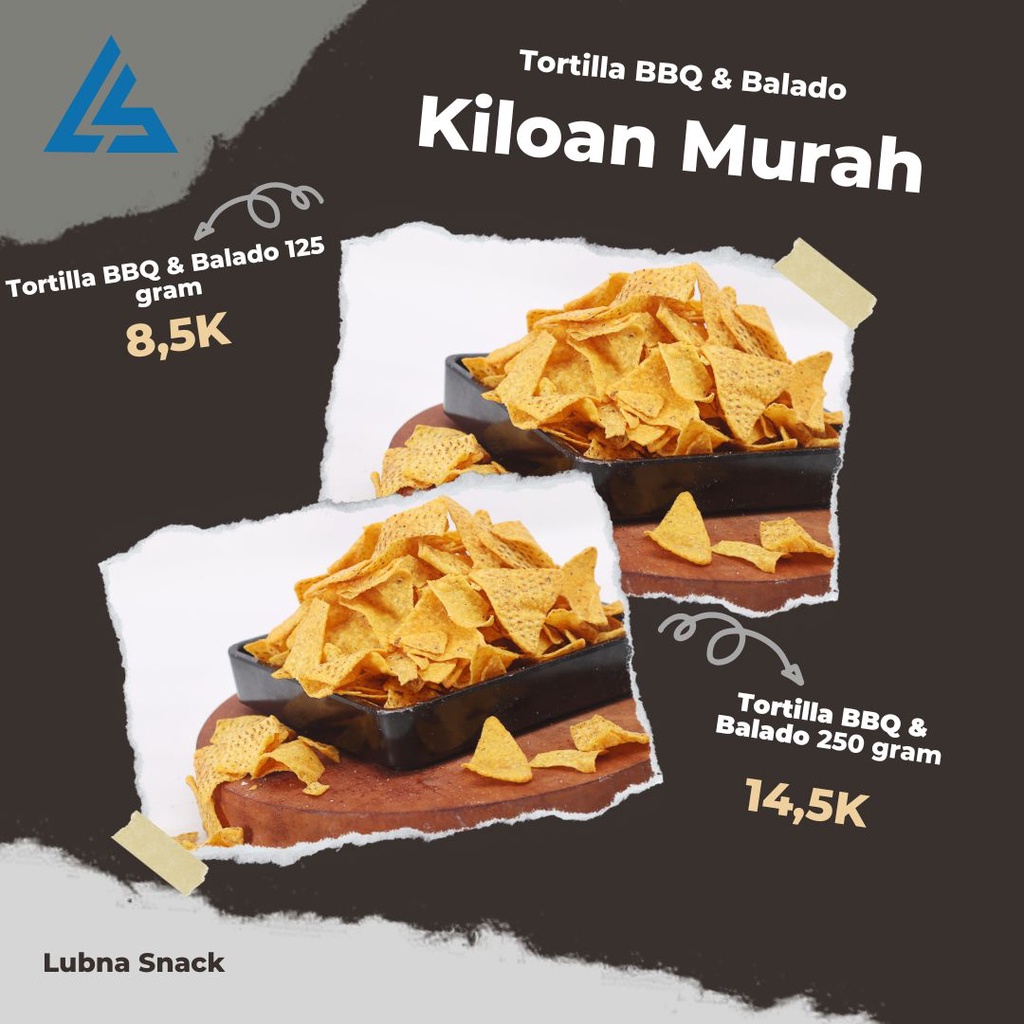 

snack kiloan tortilla balado dan bbq 125g jajanan makanan ringan