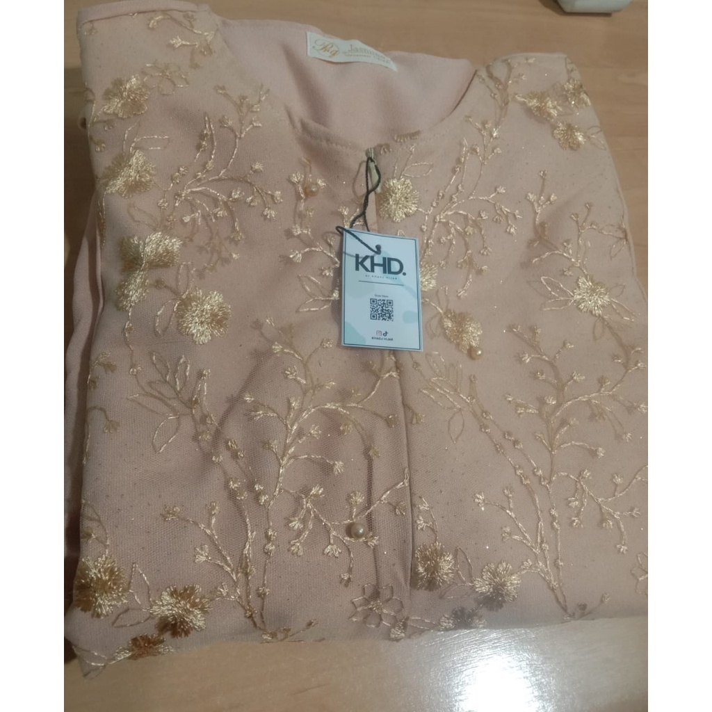 Khadj Hijab - Dress Gamis Muslim Mix Brukat Deanova-Mocca