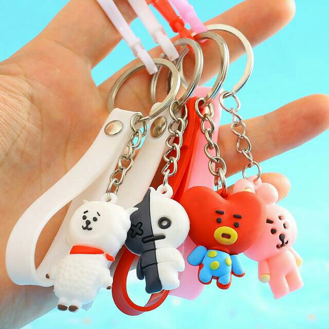 12 pcs Gantungan Kunci Boneka Cute BTS Keychian Cartoon BTS Aksesoris Tas Kunci Motor Mobil Import M