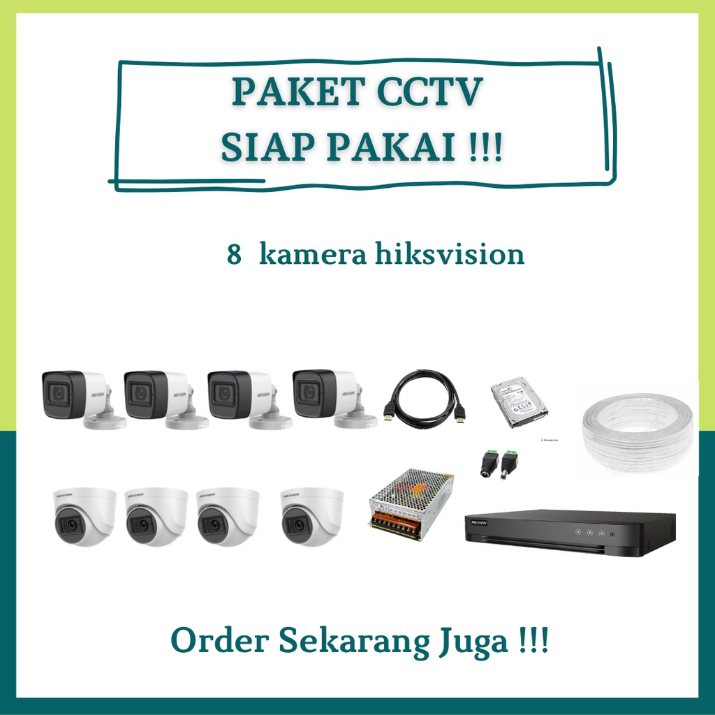 PAKET CCTV HIKVISION 8 KAMERA.CCTV JABODETABEK CCTV INDOOR OUTDOOR