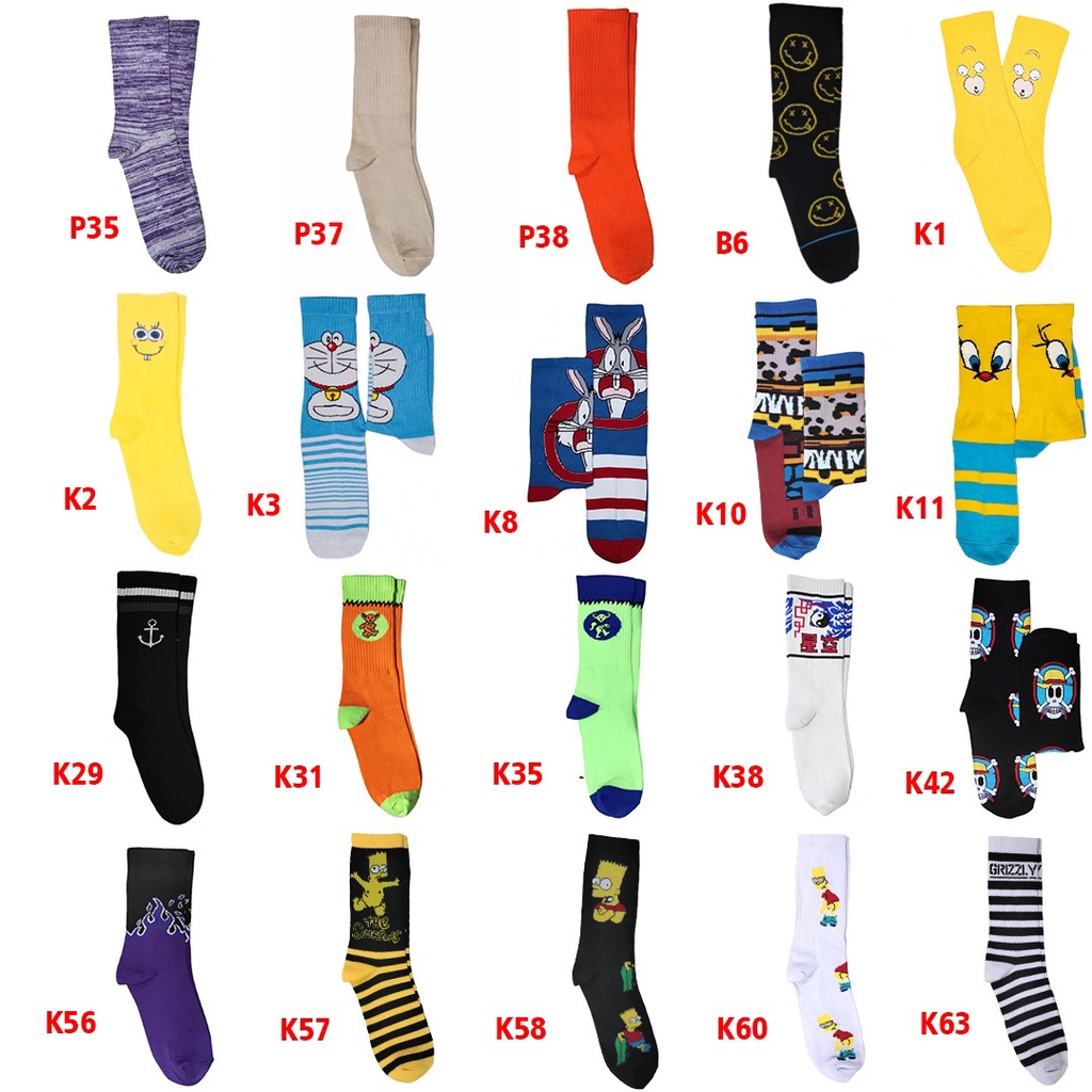 Kaos Kaki Motif Casual Oldschool/ Hype /Gaul /Skate BEBAS PILIH