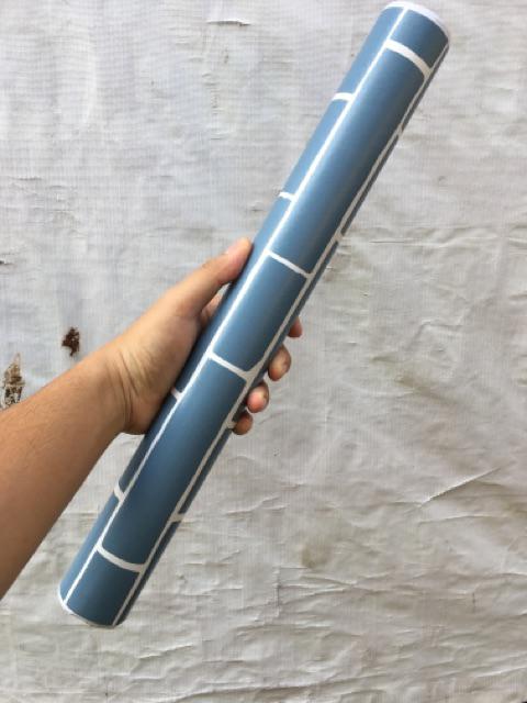 Kmk10421 Premium Wallpapaer 10meter X 45cm Wallpaper Dinding Sticker Walpaper Bata Biru