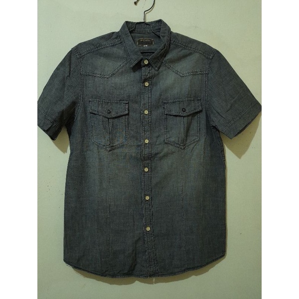 kemeja EMBA ORIGINAL bahan denim hitam