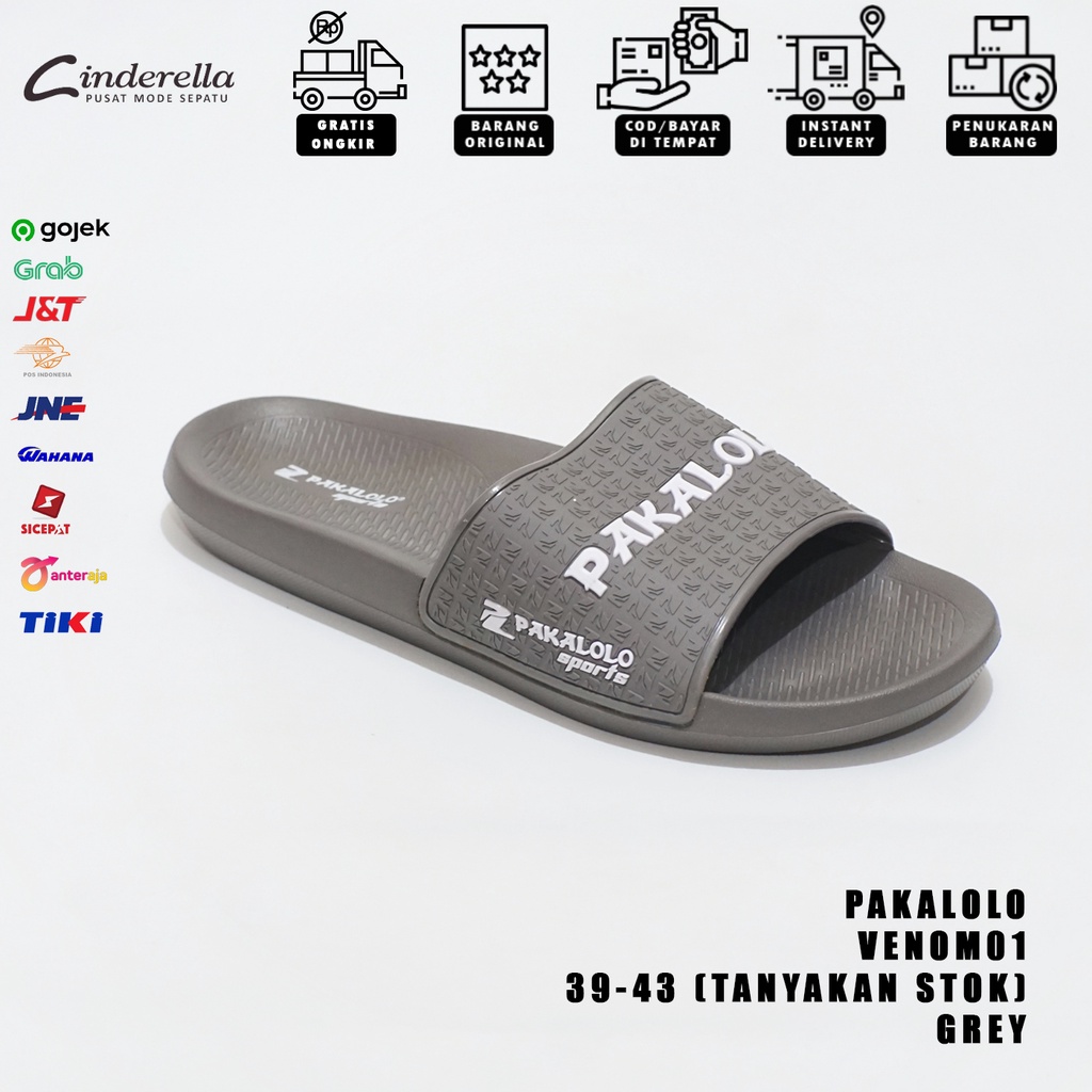 Sandal Slip On Pria Pakalolo Venom 01 Grey
