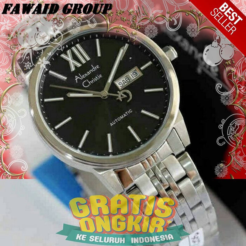 Best Seller Jam tangan Pria ALEXANDRE CHRISTIE AC 3027 PRIA OUTOMATIC SILVER BLACK ORIGINAL'