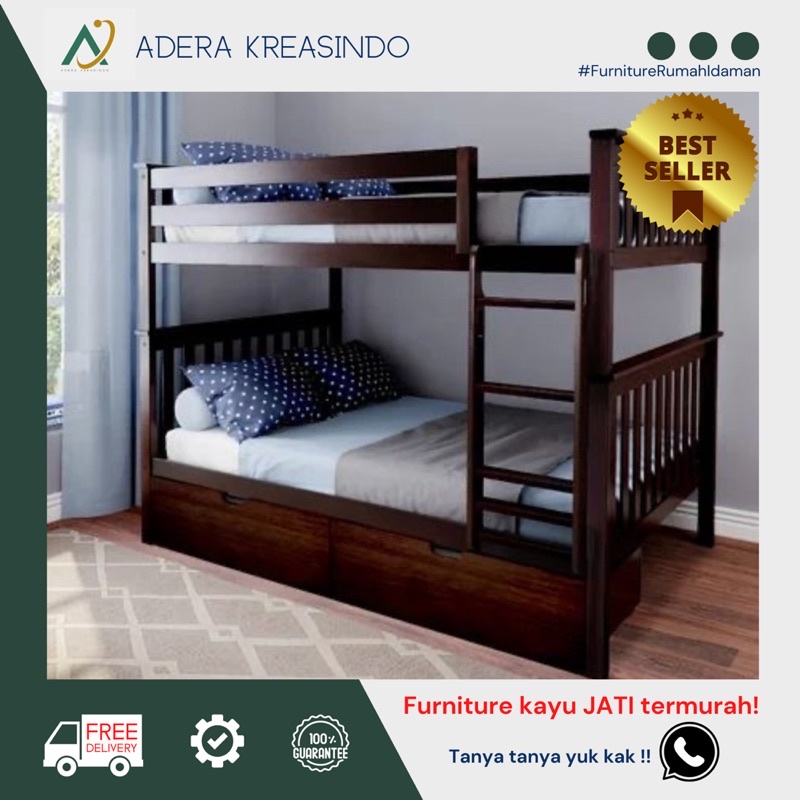 Tempat Tidur Tingkat/Ranjang Kayu Jati/Divan Kayu Jati