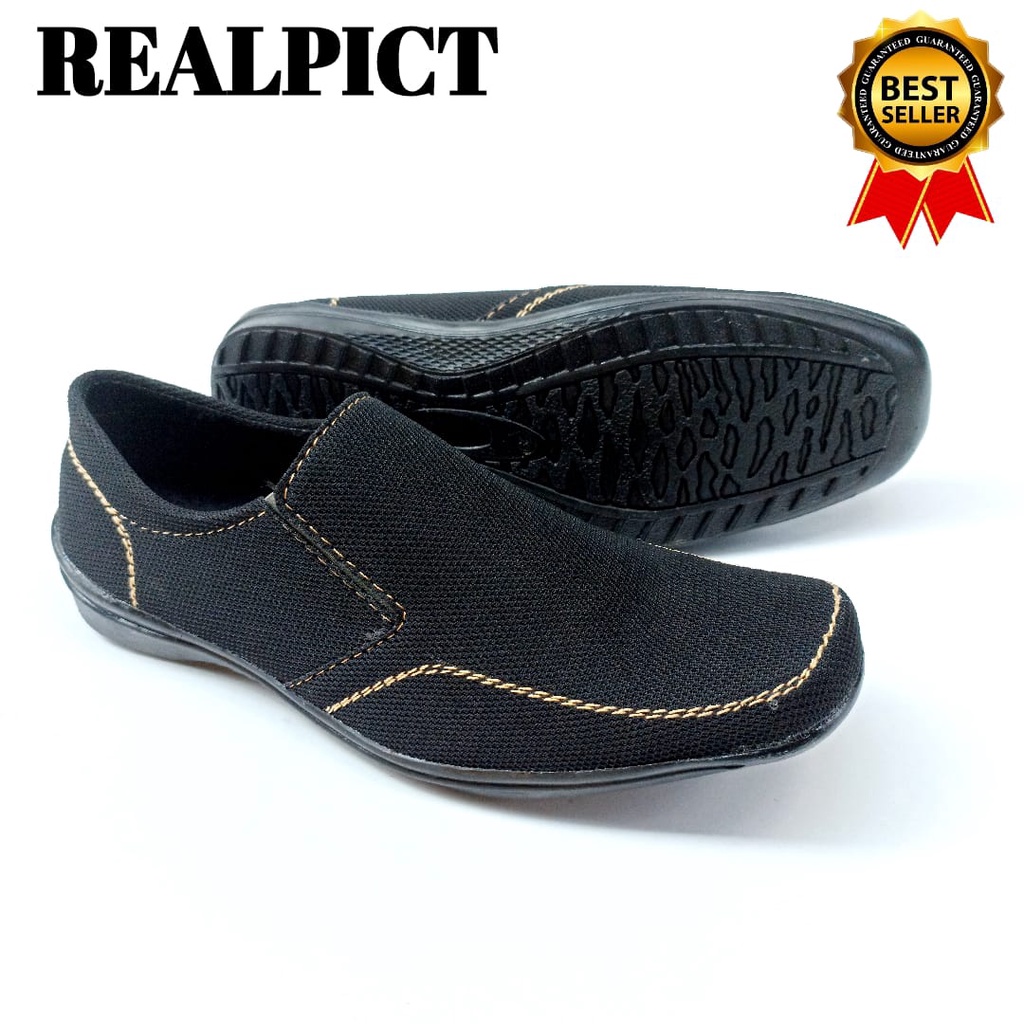 SEPATU SLIP ON PRIA/SEPATU SNEAKER CASUAL HITAM/SEPATU SLOP PRIA 001