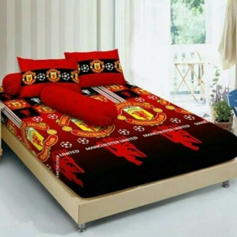 PROMO SPREI MOTIF LOGO SEPAK BOLA ANTI LUNTUR MOTIF MANCHESTER UNITED / SPREI HOME MADE / SPREI TEMP