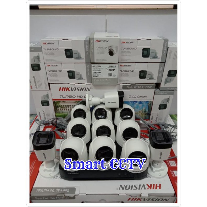 PAKET CCTV HIKVISION 16CH 12 KAMERA 2MP AUDIO KOMPLIT