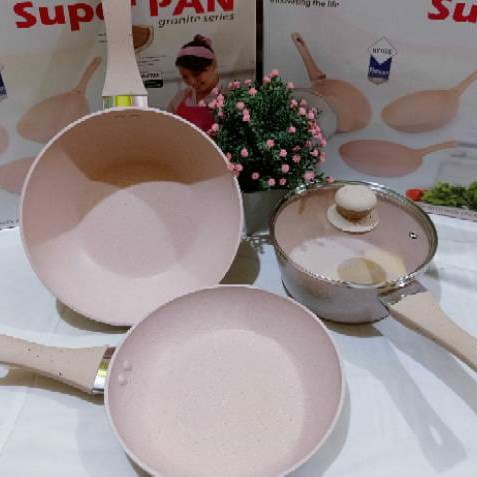 Kualitas Terbaik Super Pan Platinum Beige 4 Pcs-Panci Set Keramik 088