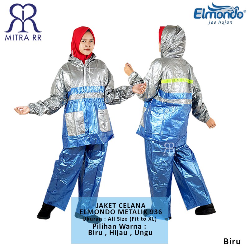 Jas Hujan Jaket Celana Elmondo Kombinasi Metalik 936/ Jas Hujan Setelan Pria Wanita