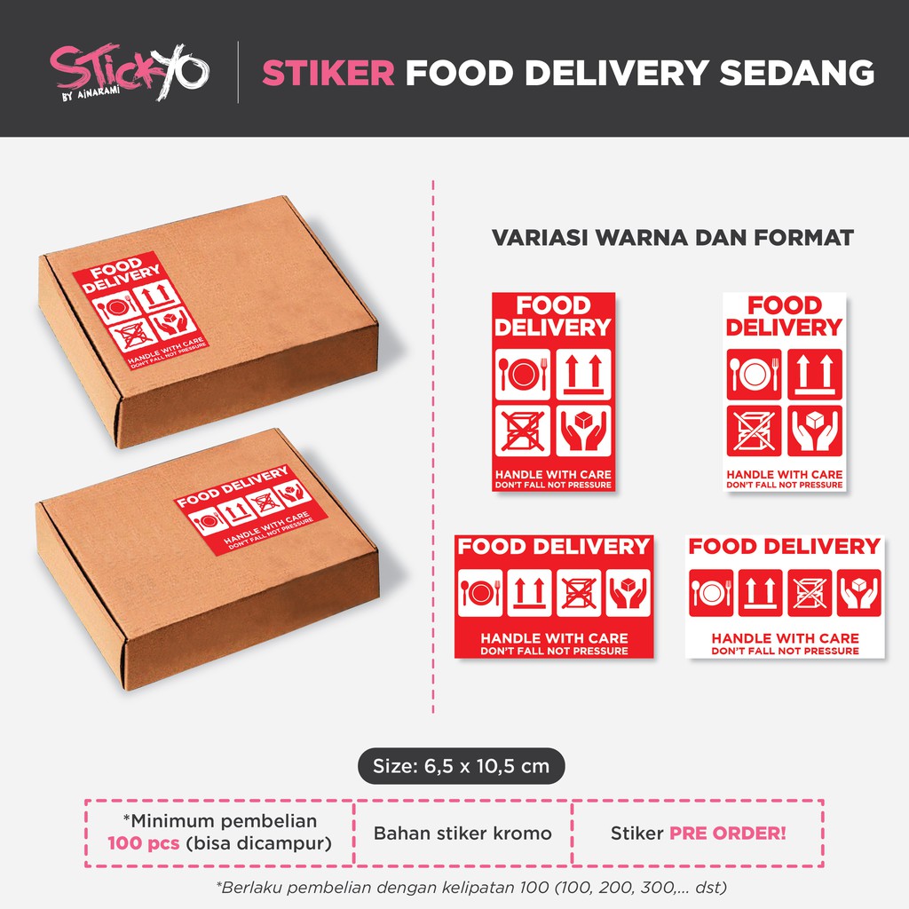 

Stickyo [Stiker Label Food Delivery Kemasan atau Paket Sedang]