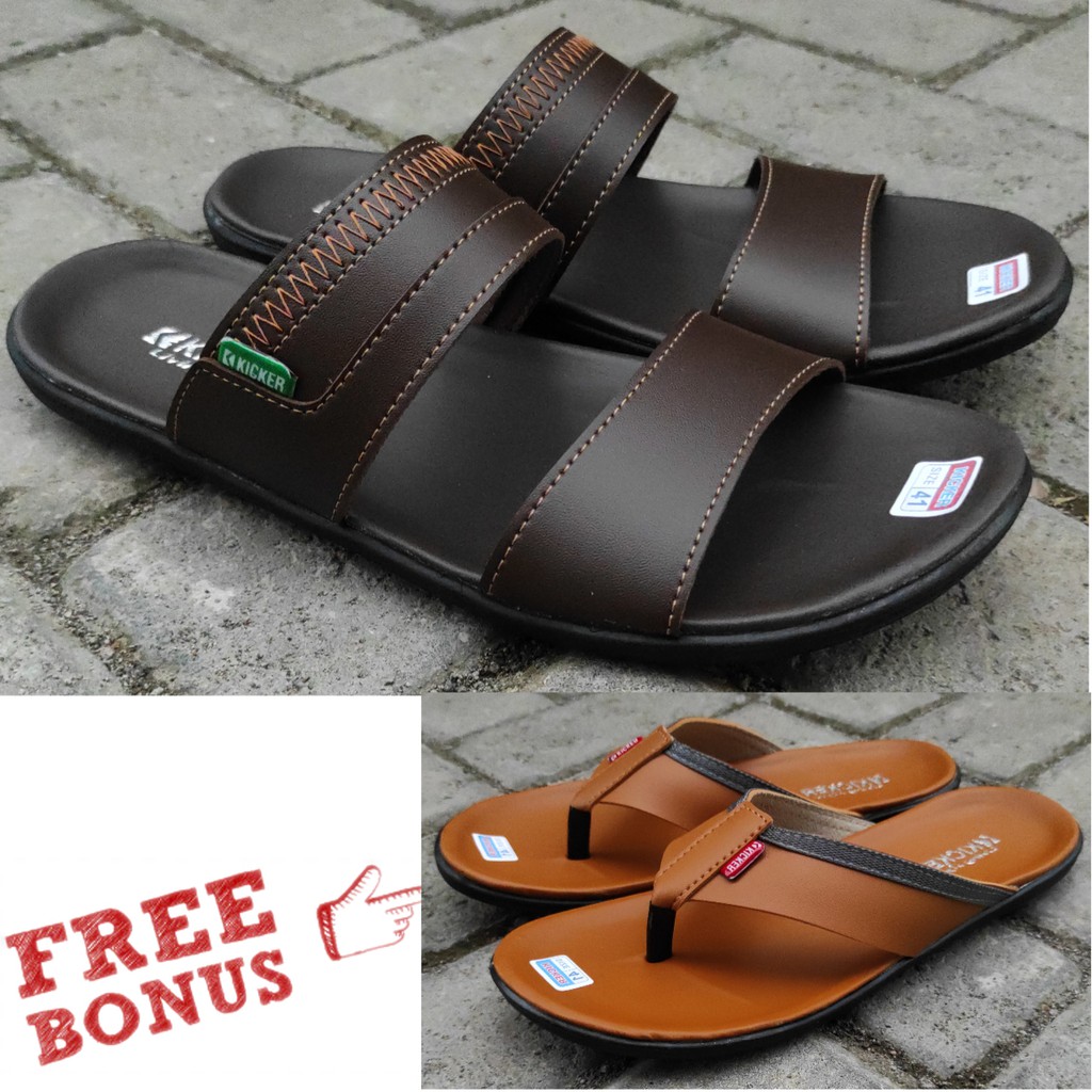 Sandal Pria Sandal Jepit Sandal Kulit Sandal Import Sandal Slop Sandal Murah Original Beli 1Gratis 1-06 CKT---