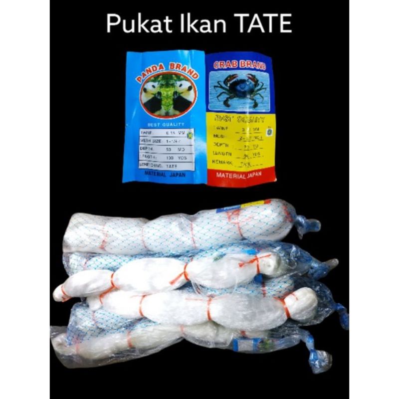 Pukat Ikan/Jaring Ikan Cap Kepiting TATE 0.15 x 100 mata x 100 yard