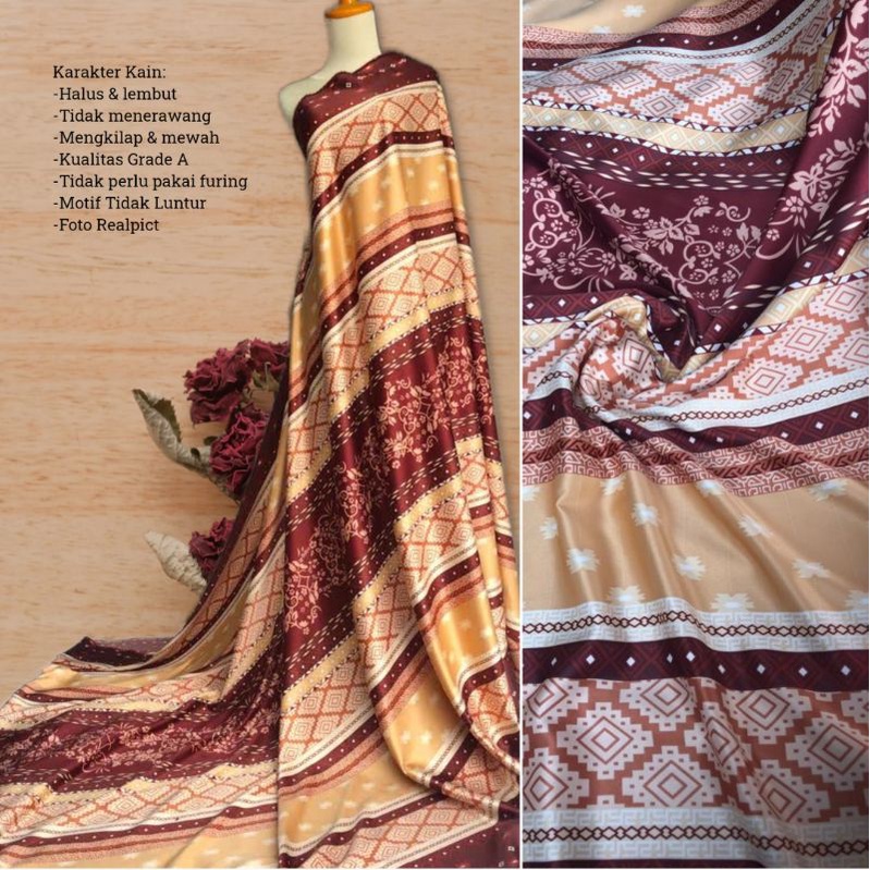 Kain mengkilap Motif Nayara Dr Silk harga setengah meter