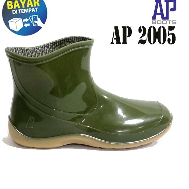 Recomended.. SEPATU PRIA BOOTS KARET AP 2005 HIJAU PENDEK SIZE 36-41 / SEPATU BOOTS KARET PENDEK TER