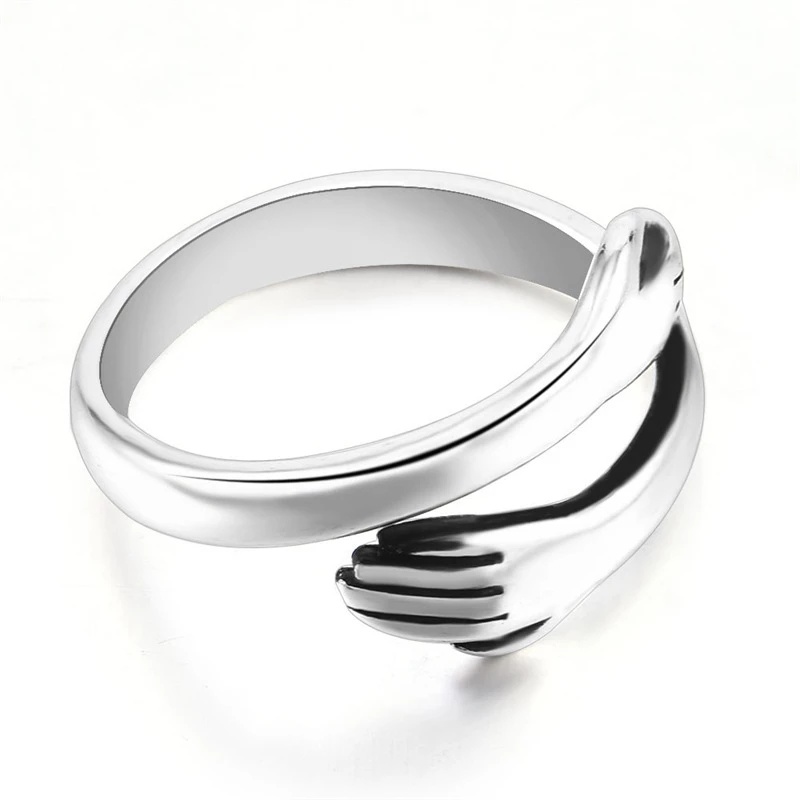 Fashion Creative Love Hug Silver Color Ring  / Adjustable Love Forever Finger Ring Open Ring Jewelry Gifts for Lovers