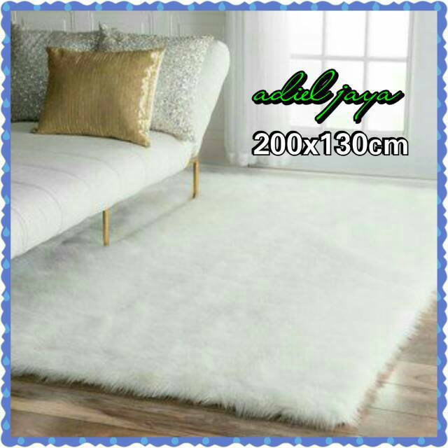 Karpet bulu putih korea / kain bulu putih 200*130cm