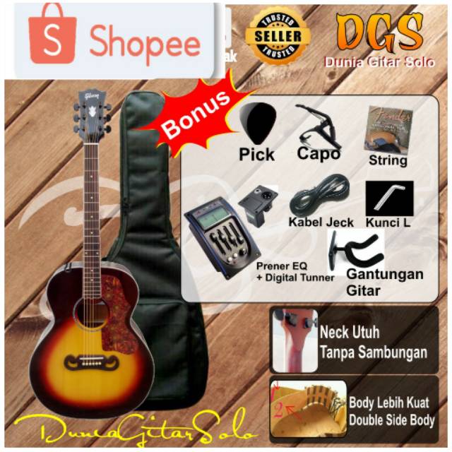 gitar akustik elektrik gibson j200 tuner digital