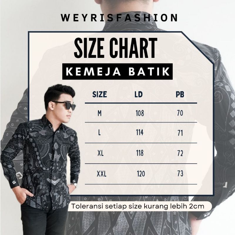 Weyrisfashion Kemeja Batik Pria Lengan Panjang Size M L XL XXL Batik Modern