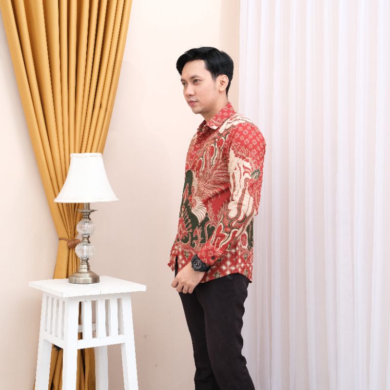 Batik Pria Slimfit Kantoran Kombinasi Lengan Panjang Premium Batik Premium Terbaru MTF09