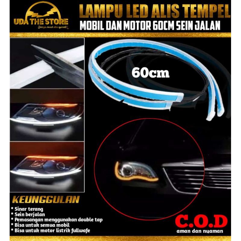 LAMPU LED ALIS TEMPEL MOBIL/MOTOR 60 CM SEIN JALAN