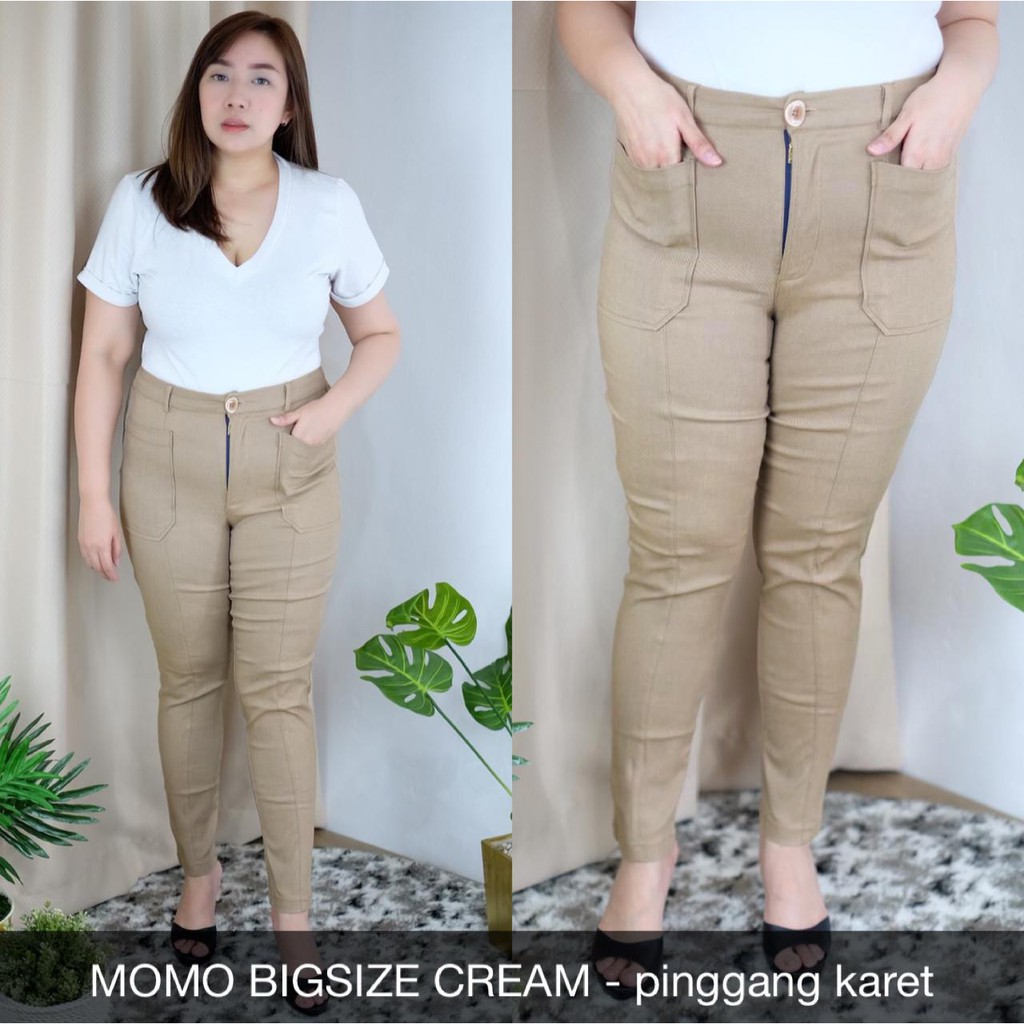 CELANA JEANS WANITA MOMO PANTS BIGSIZE