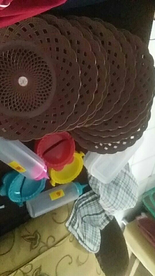 6pcs Piring Anyam Plastik Piring Rotan Lidi