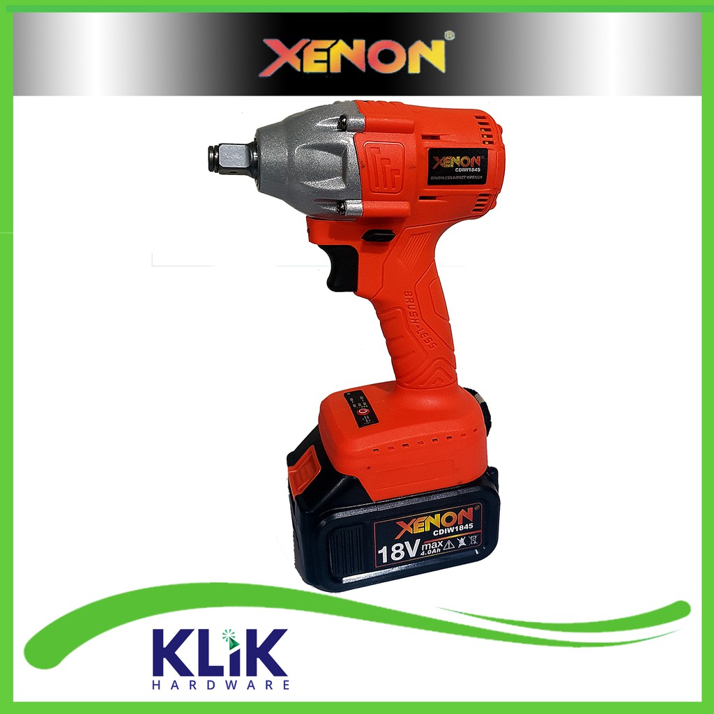 Xenon Cordless Impact Wrench 2 Pcs Battery Charge 18 Volt Alat Pembuka Baud Roda CVT Motor Mobil