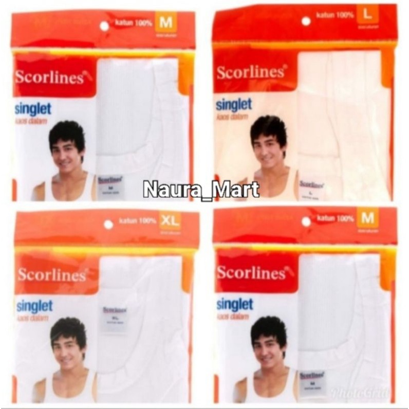 SCORLINES Singlet kaos Dalam Putih ukuran  M,LX,L