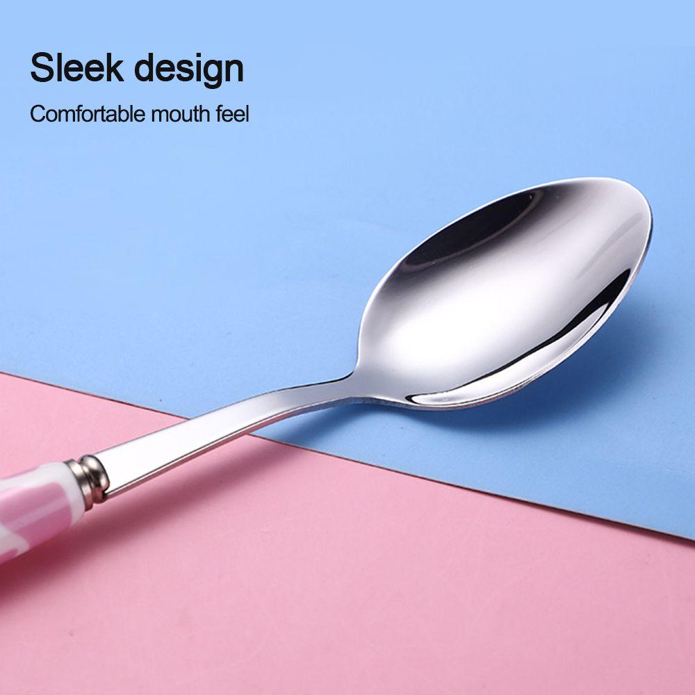 Solighter Cutlery Set Lucu Reusable Stainless Steel Ceramic Handle Alat Makan Set