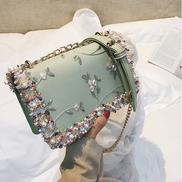 Slingbag Wanita VC84934 Tas Selempang Import Tas Pesta Mutiara Bunga