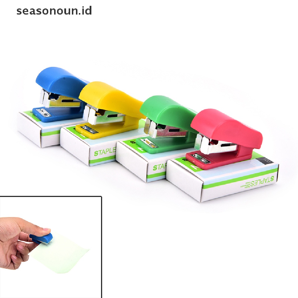 Set Stapler Kertas Dokumen Mini Motif Kartun Dengan Staples Untuk Kantor Sekolah