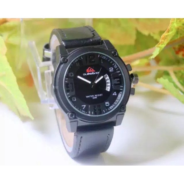 Jam Tangan Pria Sporty QS Sabit Tanggal Aktif Strap Kulit