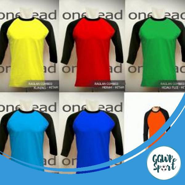 Kaos Raglan Wanita Pria Premium Combed 30S Lengan Warna Hitam Warna Badan Variasi Kualitas Terbaik