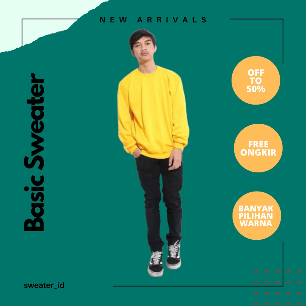 SWEATER_ID Basic Sweater Crewneck Kuning Kenari Polos Unisex