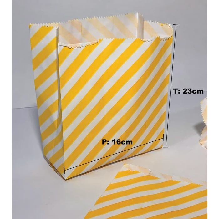 

(TERLARIS) Terlaris Paperbag Flat Kantong Kertas Warna Kuning Garis (L) Souvenir