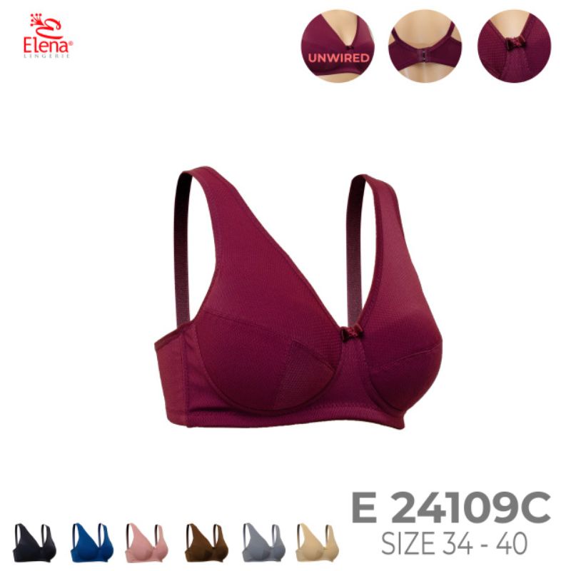 Bh Elena 24109C | Elena Bra 24109 Tanpa Kawat Busa Tipis Cup C Kait  2