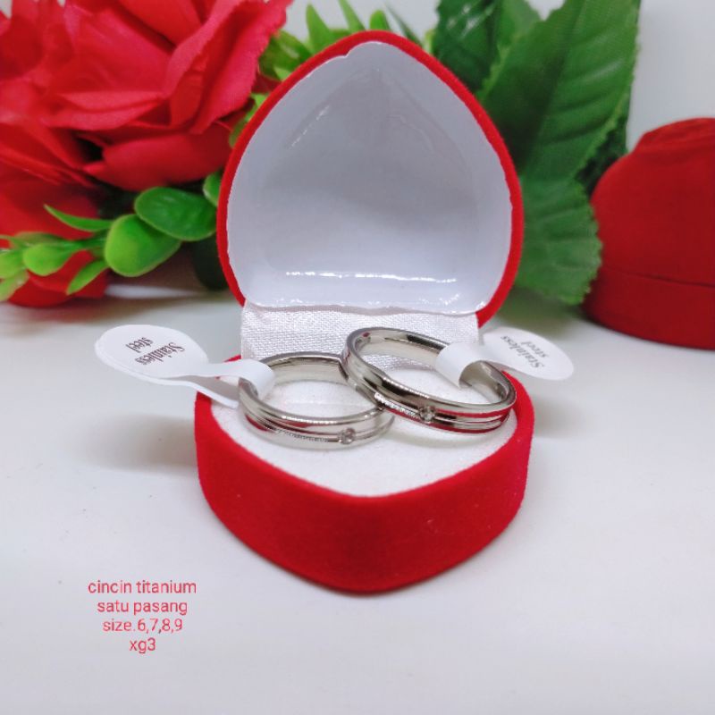 cincin Couple titanium perhiasan harga satu pcs