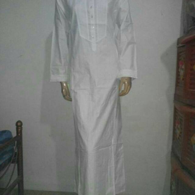 Gamis putih wanita bahan katun