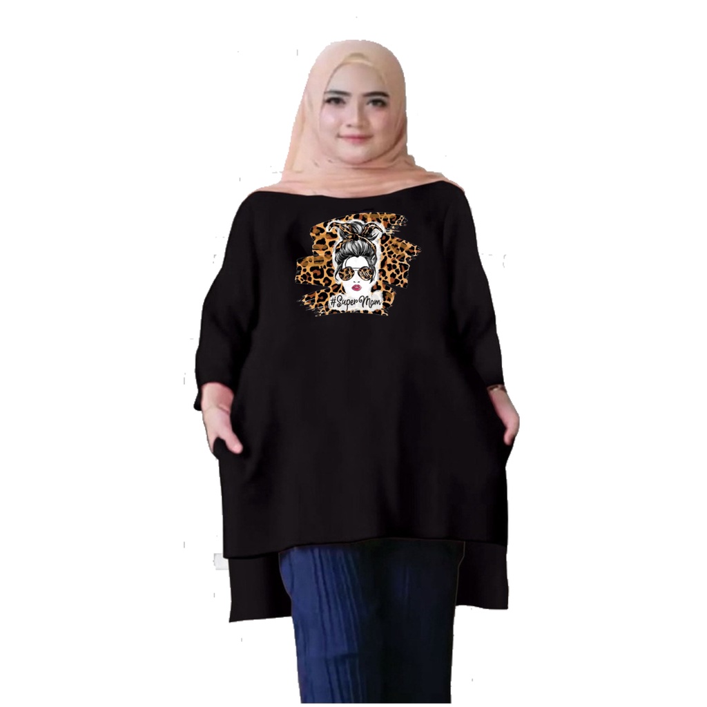 Tunik Jumbo SUPER MOM Leopard/ Atasan Wanita XL, XXL