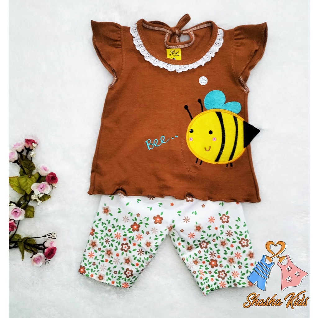 [ A 014] Baju Bayi Perempuan/ Setelan bayi Perempuan bahan kaos SNI  untuk usia 3-6 bln