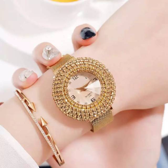 Jam Tangan Wanita Korea Strap Magnet Diyoor Donat Diamond 6 VARIAN WARNA