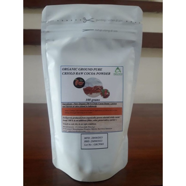 

Organic Ground Pure Criolo Raw Cocoa Powder 100 gr ready