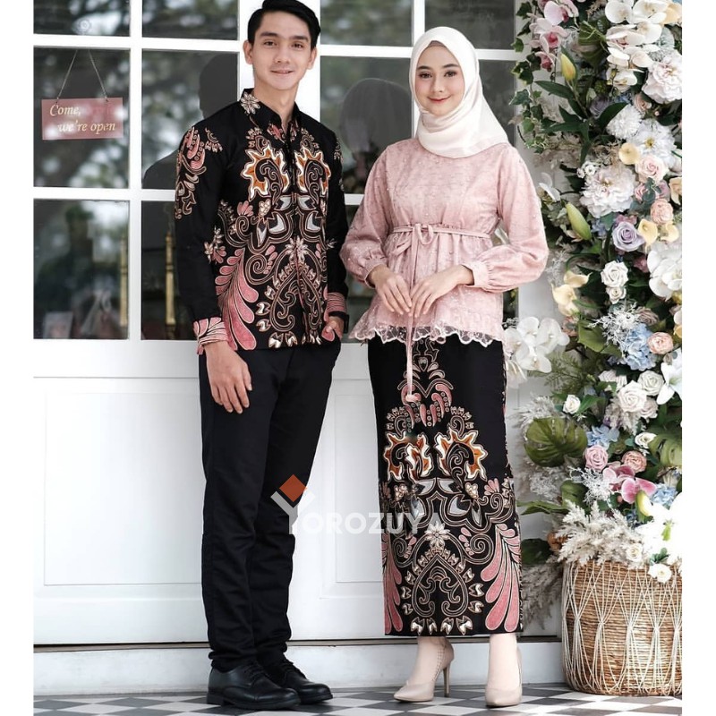 Couple Batik Modern Brukat Premium Kebaya Modern, Kebaya Tunangan Lamaran, Kebaya Wisuda, Kebaya Kon